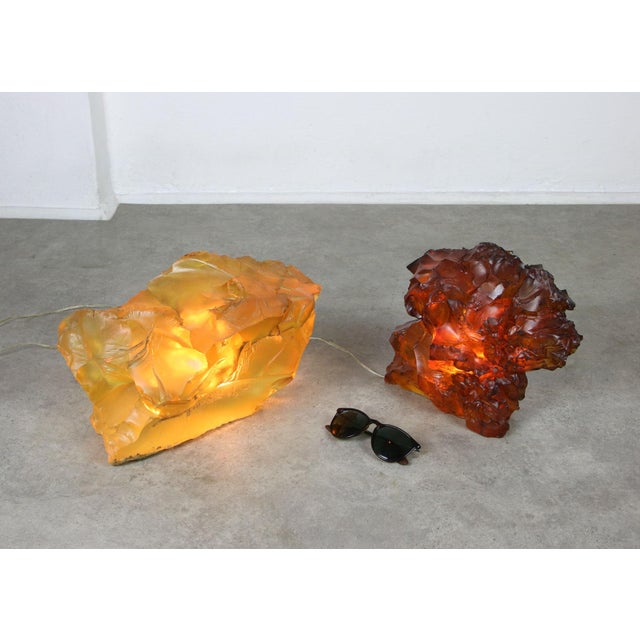 Vintage Italian Yellow Sculpture Lamp, 1970s For Sale - Image 9 of 16