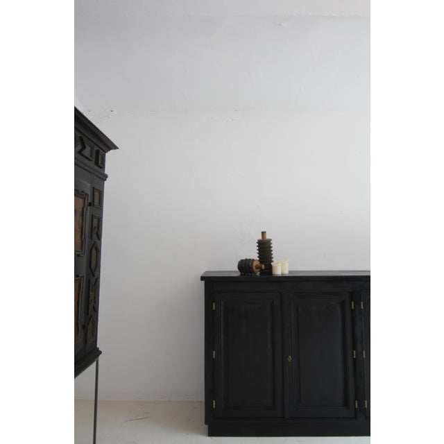 Two industrial wooden screws from an early 20th century mechanical engineering casting pattern. Highly decorative abstract...