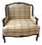 French-Style Oversized Plaid Armchair For Sale