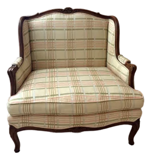 French-Style Oversized Plaid Armchair