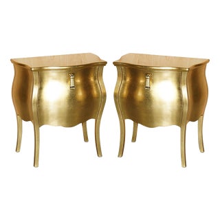 24CT Gold Leaf Canova Nightstands by Fendi Casa, Set of 2 For Sale