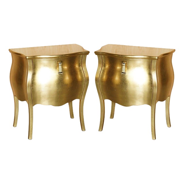 24CT Gold Leaf Canova Nightstands by Fendi Casa, Set of 2 For Sale