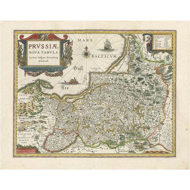 Antique Map of Prussia by Blaeu, 1635 For Sale