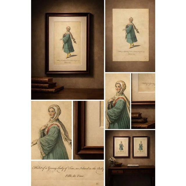 Mid 18th Century Jefferys, Costume of a Young Lady of Tine, Greek Islands, Engraving, 1749 For Sale - Image 5 of 9