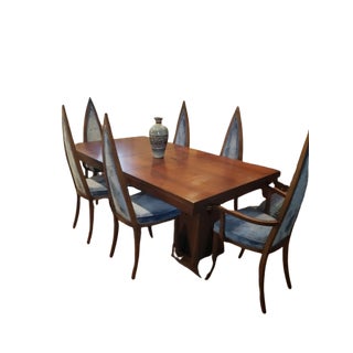 Mid-Century 7pc Dining Room Set Danish Modern Walnut For Sale