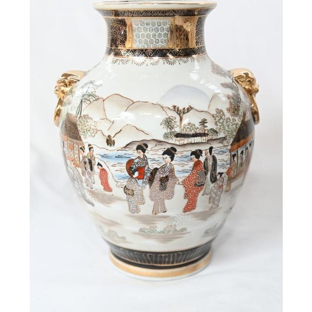 Japanese Satsuma Porcelain Vases Urns, Set of 2 For Sale - Image 6 of 6