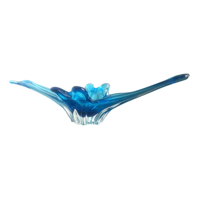 Blue Murano Glass Centerpiece Bowl, 1950s For Sale