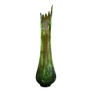 Vintage MCM Large l.e. Smith Green Swung Vase Rare 27.5” For Sale