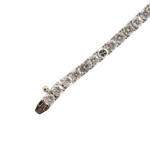 14k White Gold 14.44ct Round Diamond 4 Prongs Matinee Chain Tennis Necklace For Sale In Houston - Image 6 of 8