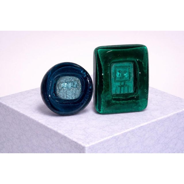 Art Glass Robot Ashtrays by Erik Höglund for Kosta Boda, Sweden, 1960s, Set of 2 For Sale - Image 6 of 9