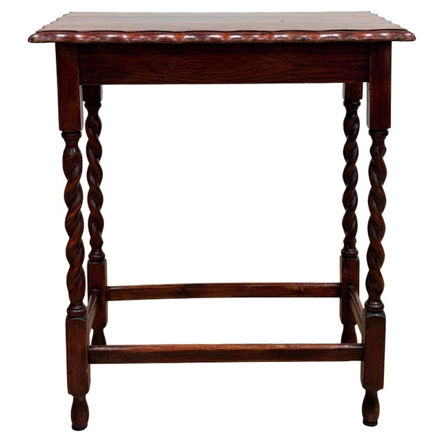 Early 19th Century Antique English Oak Barley Twist Pie Crust Top Side Table For Sale - Image 5 of 12
