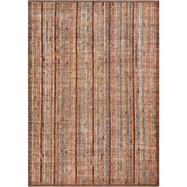 Richly Hued 21st Century Striped Design Modern Rug, Country of origin: Central Asia, Circa date: Modern