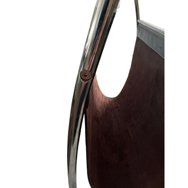 1990s Swing Leather and Chrome Magazine Rack For Sale In Los Angeles - Image 6 of 9