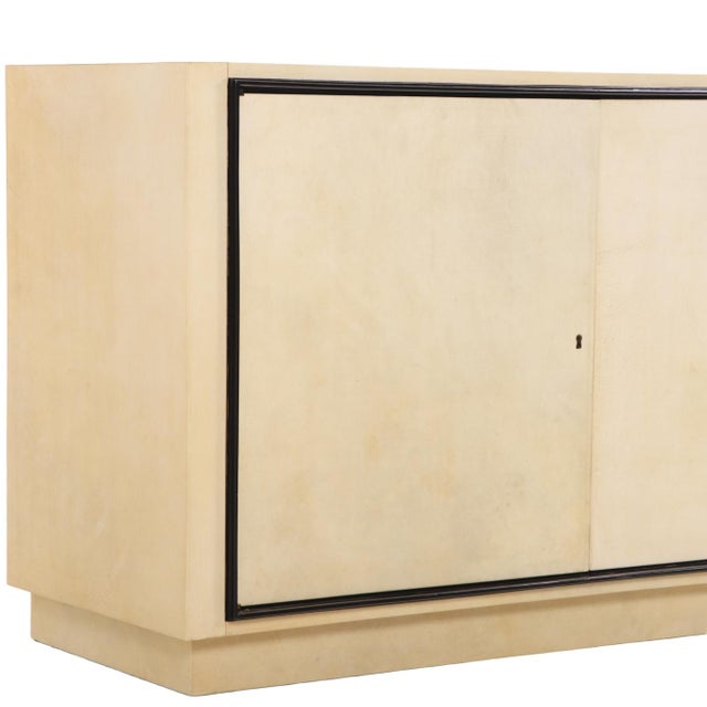 Parchment Covered Sideboard With Ebonized Trim, C. 1960 For Sale - Image 4 of 8