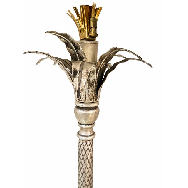Mid 20th Century Mid 20th Century Hollywood Regency Silvered Carved Lamps - a Pair For Sale - Image 5 of 5