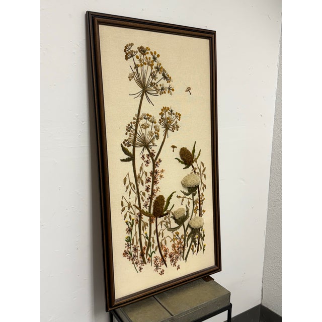 Boho Chic Mary Jo Morris Botanical Embroidery Textile Art, Vintage For Sale - Image 3 of 12