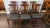 A very nice 1960s set of Bonnie Garrison Cat Eye Persimon Chairs. Set of six four regular two arm chairs. Walnut and Teak...