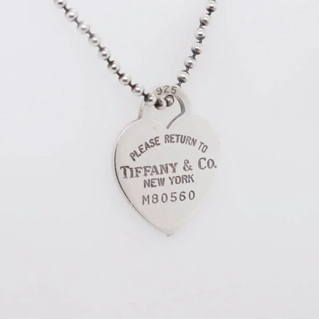 Tiffany and Co. Vintage Return to Tiffany Sterling Silver Heart Tag Pendant & Dog Tag Chain Necklace For Sale - Image 4 of 12