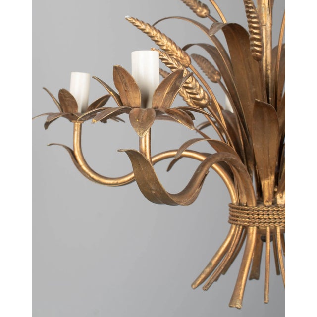Italian Gilt Tôle Sheaf of Wheat Chandelier For Sale - Image 10 of 10