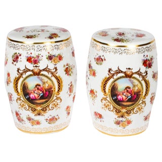 Set of Vintage Japanese Inspired Porcelain Garden Seats For Sale