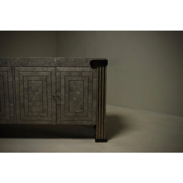 Tessellated Stone and Brass Sideboard from Maitland Smith, 1980s For Sale - Image 11 of 15
