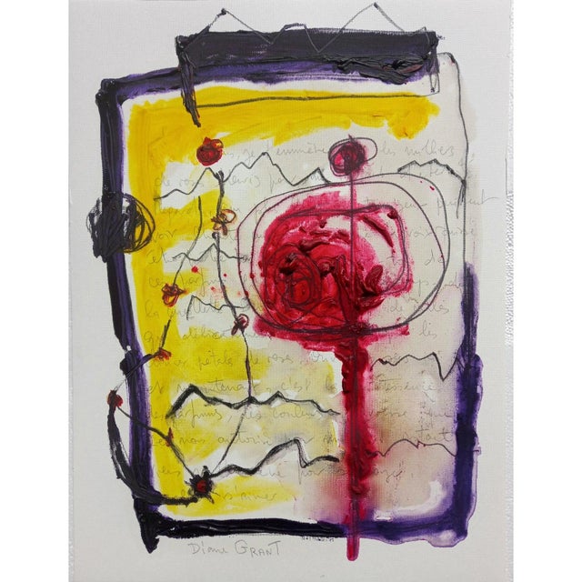 'Viens je t'emmène', drawing over poem by Diane Grant. Oil and pencil on high quality 'Rembrandt' fine art paper. Signed...