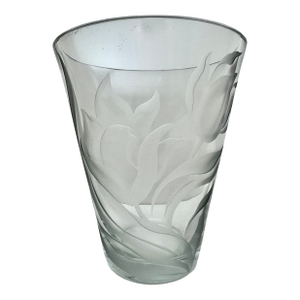 1940s Franz Grosz Art Deco Etched Glass Vase, Signed