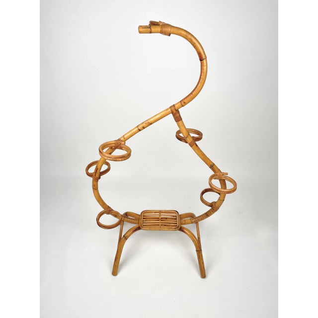 Rattan & Bamboo Flower Stand Plant Holder, Italy, 1960s For Sale - Image 6 of 12