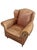 Animal Skin Vintage Baker Milling Road Leather Wingback Chair & Ottoman With Nailheads and Casters For Sale - Image 7 of 12
