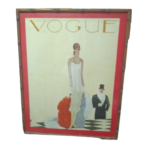 1970s (Vogue) Edouard Garcia Benito Sign Guilted Bamboo Gilt Frame Print