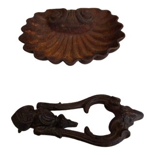 Victorian Cast Iron Knocker and Shell For Sale
