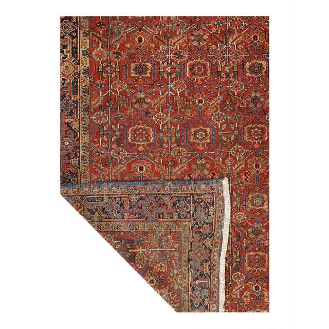 Traditional Pasargad DC Rust Antique Handmade Heriz Serapi Rug For Sale - Image 3 of 3