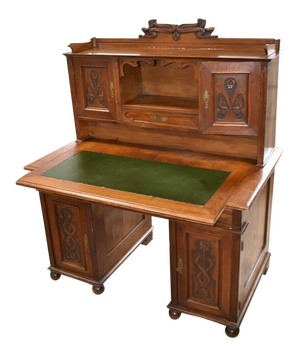 1950s Large Leather Top Home Office Secretary Desk