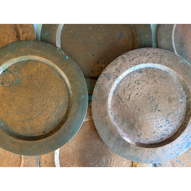 Set of 8 Hand Hammered Copper Charger Plates For Sale - Image 10 of 12