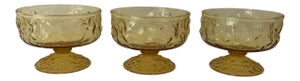 Midcentury Anchor Hocking Milano Crinkle Amber Sherbet /Dessert Glasses S/3