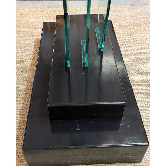 Monumental Studio Glass Architectural Sculpture with Suspended Sommerso Vase For Sale - Image 9 of 13