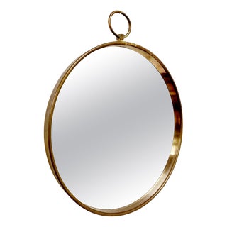 Mid-Century Modern Mirror with Brass Frame, 1890s For Sale