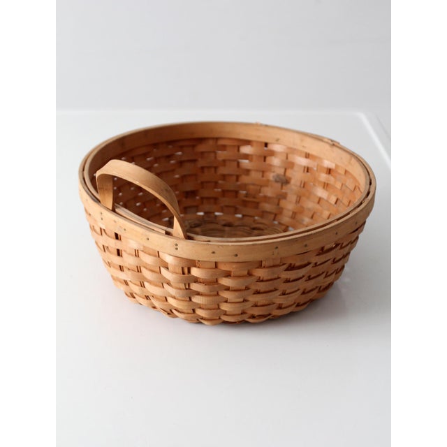 Vintage Handwoven Wood Splint Basket For Sale - Image 15 of 15