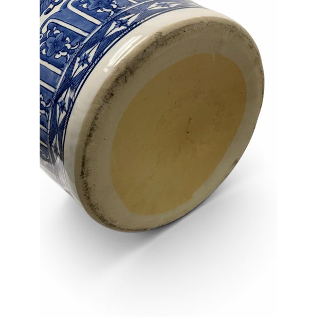 Monumental 46.5" Chinese Blue & White Porcelain Landscape Floor Vase For Sale In West Palm - Image 6 of 7