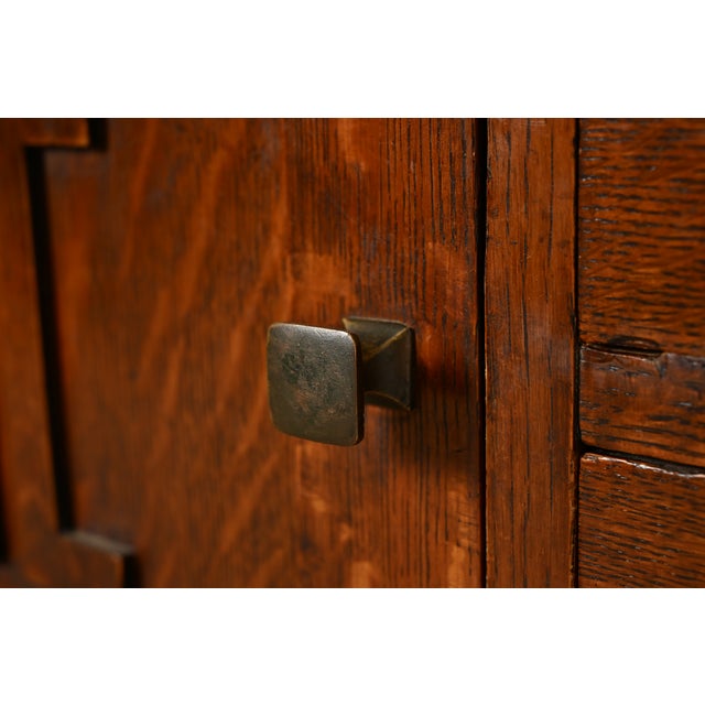 Stickley Brothers Style Antique Mission Oak Arts & Crafts Sideboard or Bar Cabinet, Circa 1910 For Sale - Image 9 of 16