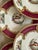 1920s Vintage Myott Chelsea Bird Dessert Plates – 6 7/8 Inch Staffordshire England Plates – Burgundy and Gold English China - Set of Ten (10) For Sale - Image 5 of 9
