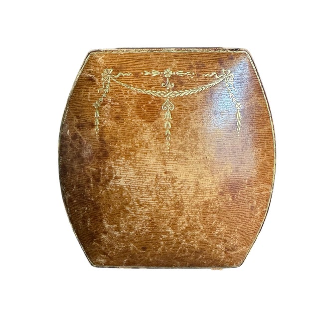 Antique Galt & Bro Leather Jewelry Presentation Box Necklace Earrings Victorian Era Gold Embossed Italian Style Velvet...