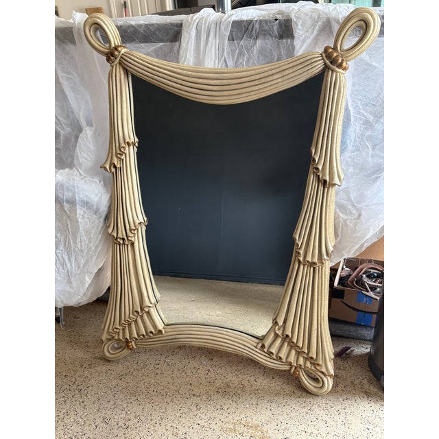 Wood Hollywood Regency Style Wall Mirror For Sale - Image 7 of 12