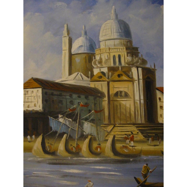 1970s Merchant in Venice Gondola Ride Signed Harris Oil on Canvas For Sale - Image 18 of 18
