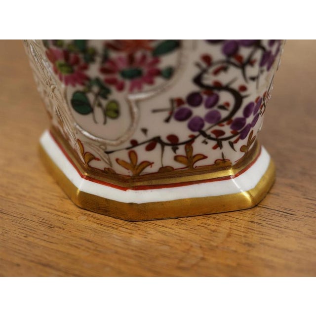 Hand-Painted Porcelain Vases with Samson Lids and Coats of Arms, Set of 2 For Sale - Image 9 of 12