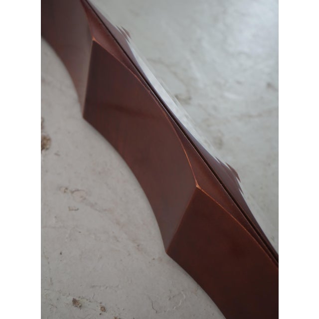 1990s Baker Modern Design Cherry Framed Square Mirror For Sale - Image 5 of 9