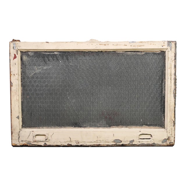 Reclaimed Wormy Chicken Wire Glass Window 31.75 X 20.25 In. For Sale