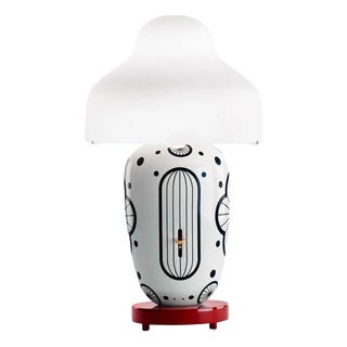 Burgundy Base White Matte Table Lamp by Jaime Hayon for Parachilna For Sale