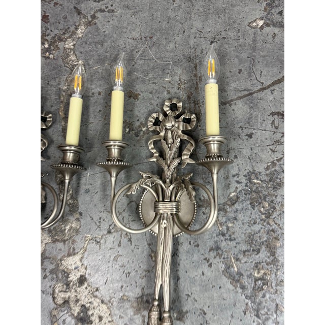 19th Century Louis XVI Style Wall Sconces, Pair For Sale - Image 12 of 12