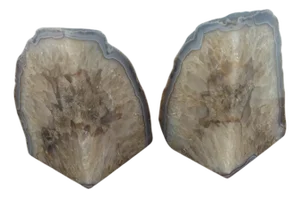 Pair of Late 20th Century Brazilian Agate Geode Crystal Bookends